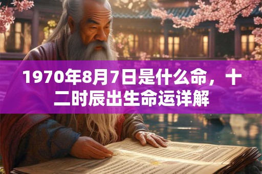 1970年8月7日是什么命，十二时辰出生命运详解