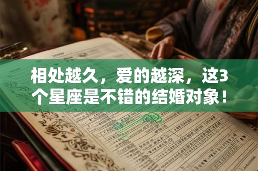 相处越久，爱的越深，这3个星座是不错的结婚对象！