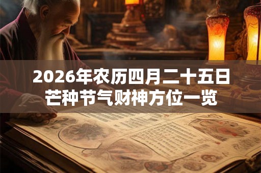 2026年农历四月二十五日芒种节气财神方位一览 2026年农历四月二十五日芒种节气财神方位一览