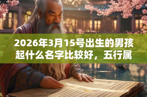 2026年3月15号出生的男孩起什么名字比较好，五行属什么