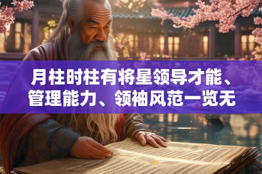 月柱时柱有将星领导才能、管理能力、领袖风范一览无余