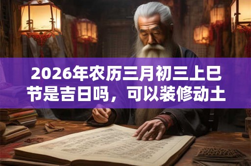 2026年农历三月初三上巳节是吉日吗，可以装修动土吗？