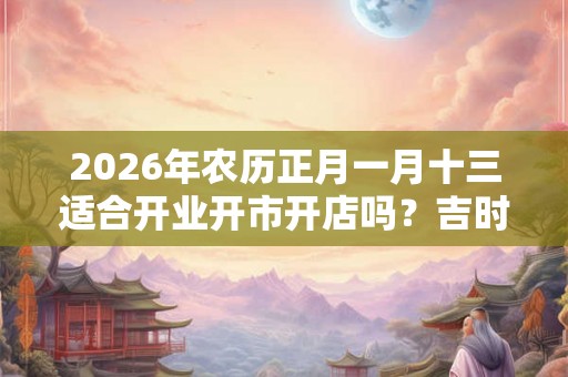 2026年农历正月一月十三适合开业开市开店吗？吉时分析！