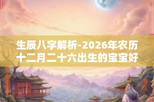 生辰八字解析-2026年农历十二月二十六出生的宝宝好不好