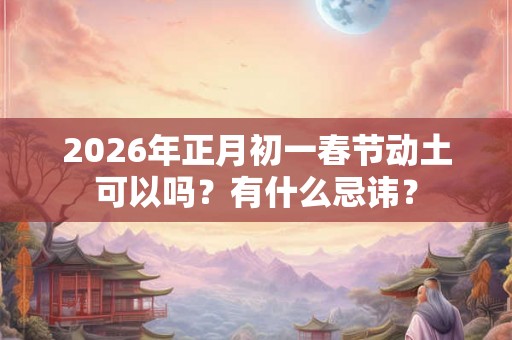 2026年正月初一春节动土可以吗?有什么忌讳? 2026年正月初一春节动土可以吗?有什么忌讳?