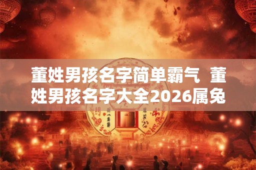 董姓男孩名字简单霸气  董姓男孩名字大全2026属兔