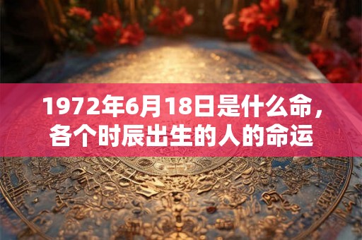 1972年6月18日是什么命，各个时辰出生的人的命运
