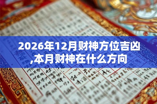 2026年12月财神方位吉凶,本月财神在什么方向