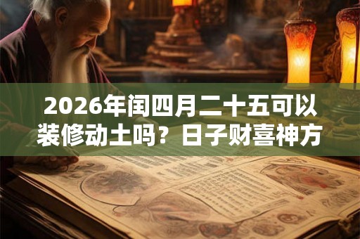 2026年闰四月二十五可以装修动土吗？日子财喜神方位？