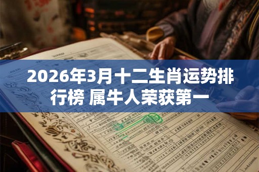 2026年3月十二生肖运势排行榜 属牛人荣获第一