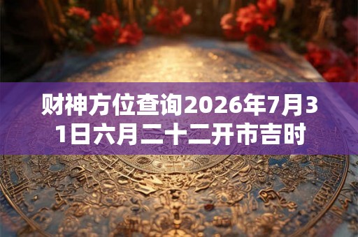 财神方位查询2026年7月31日六月二十二开市吉时