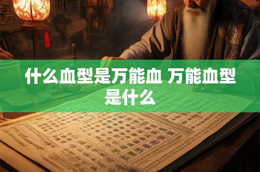 什么血型是万能血 万能血型是什么