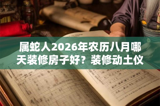 属蛇人2026年农历八月哪天装修房子好?装修动土仪式要做什么? 属蛇人2026年农历八月哪天装修房子好?装修动土仪式要做什么?