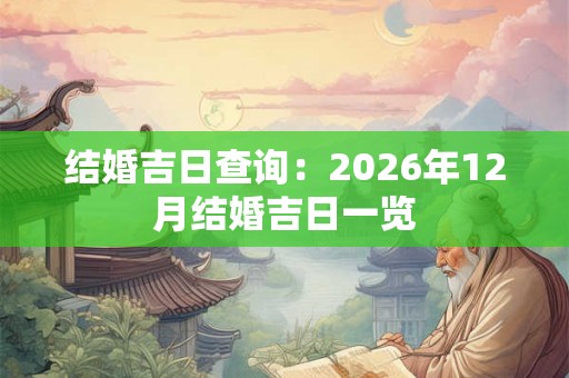 结婚吉日查询：2026年12月结婚吉日一览