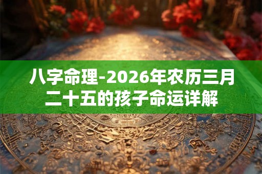八字命理-2026年农历三月二十五的孩子命运详解