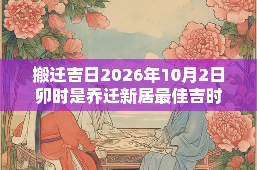 搬迁吉日2026年10月2日卯时是乔迁新居最佳吉时