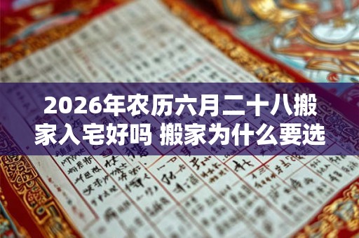 2026年农历六月二十八搬家入宅好吗 搬家为什么要选好日子