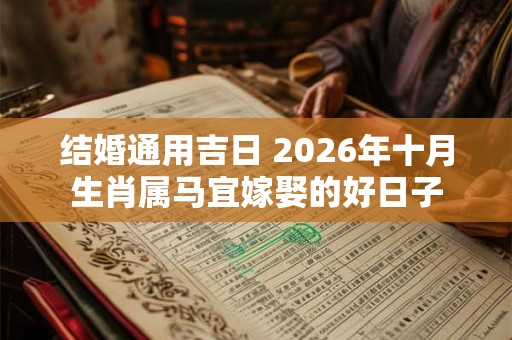 结婚通用吉日 2026年十月生肖属马宜嫁娶的好日子