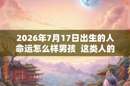 2026年7月17日出生的人命运怎么样男孩  这类人的命程详解