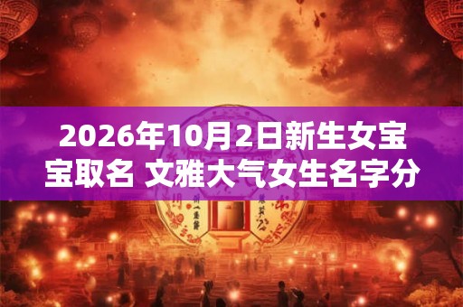 2026年10月2日新生女宝宝取名 文雅大气女生名字分享