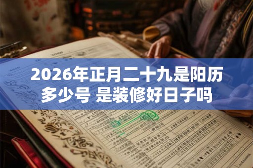 2026年正月二十九是阳历多少号 是装修好日子吗