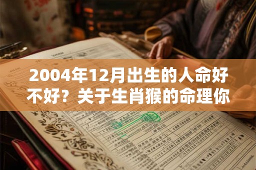 2004年12月出生的人命好不好？关于生肖猴的命理你知道吗？