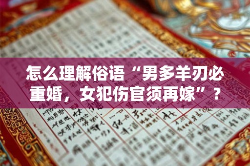 怎么理解俗语“男多羊刃必重婚，女犯伤官须再嫁”？