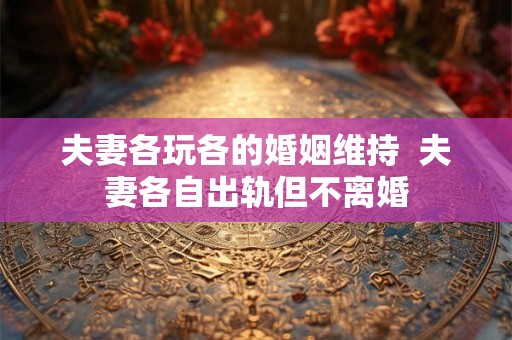 夫妻各玩各的婚姻维持 夫妻各自出轨但不离婚 夫妻各玩各的婚姻维持 夫妻各自出轨但不离婚