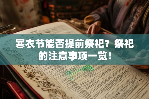 寒衣节能否提前祭祀？祭祀的注意事项一览！