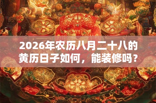 2026年农历八月二十八的黄历日子如何，能装修吗？