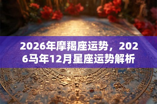 2026年摩羯座运势，2026马年12月星座运势解析