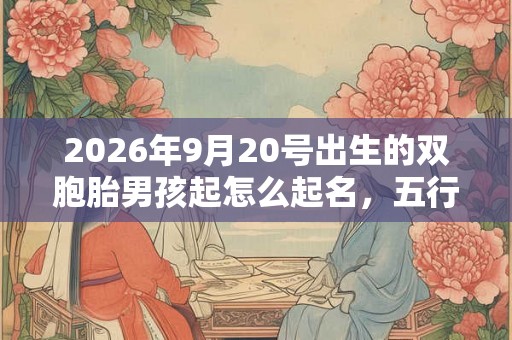 2026年9月20号出生的双胞胎男孩起怎么起名，五行属什么