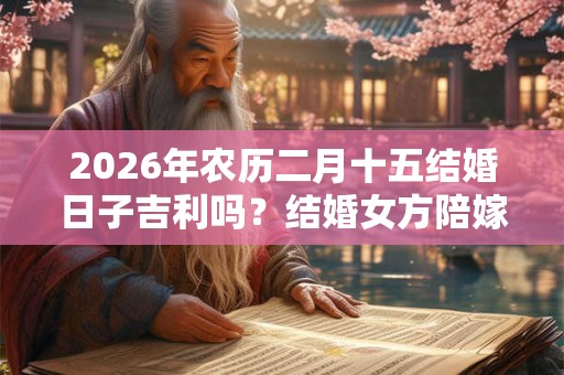 2026年农历二月十五结婚日子吉利吗？结婚女方陪嫁什么东西？