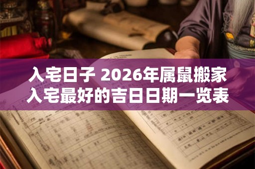 入宅日子 2026年属鼠搬家入宅最好的吉日日期一览表