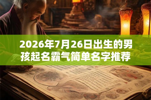 2026年7月26日出生的男孩起名霸气简单名字推荐