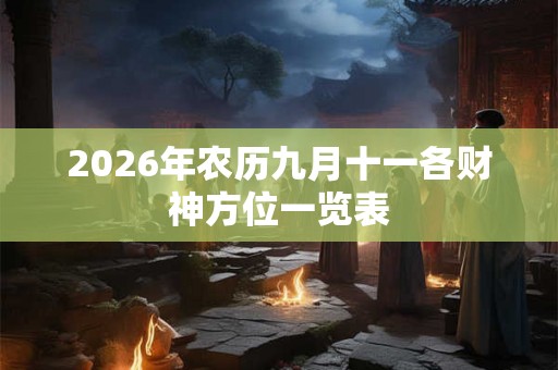 2026年农历九月十一各财神方位一览表 2026年农历九月十一各财神方位一览表