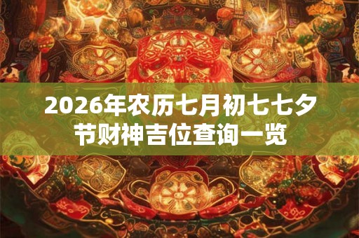 2026年农历七月初七七夕节财神吉位查询一览