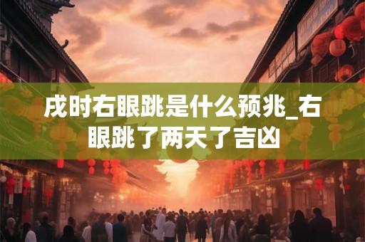 戌时右眼跳是什么预兆_右眼跳了两天了吉凶