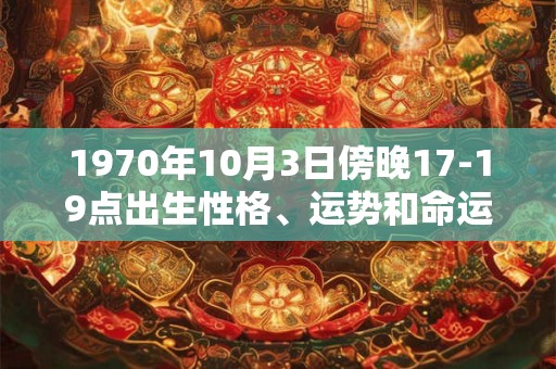 1970年10月3日傍晚17-19点出生性格、运势和命运 1970年10月3日傍晚17-19点出生性格、运势和命运