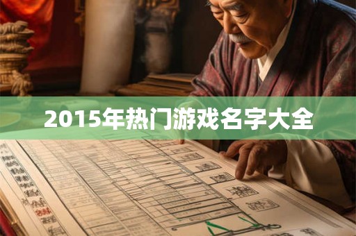2015年热门游戏名字大全