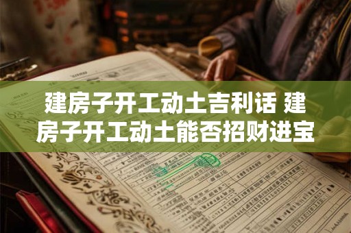 建房子开工动土吉利话 建房子开工动土能否招财进宝