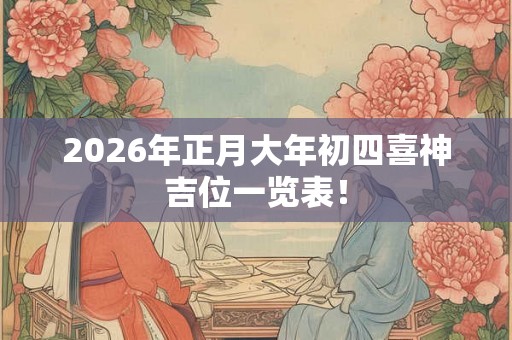 2026年正月大年初四喜神吉位一览表！