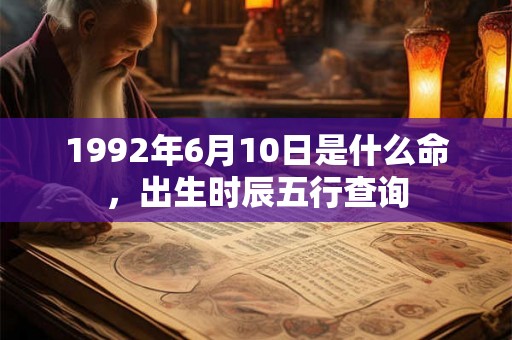 1992年6月10日是什么命，出生时辰五行查询