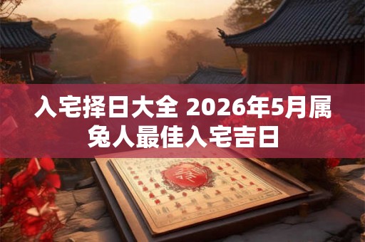 入宅择日大全 2026年5月属兔人最佳入宅吉日