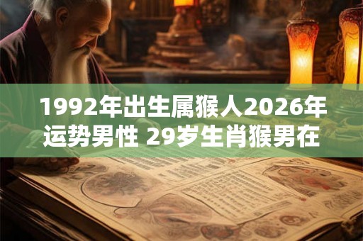 1992年出生属猴人2026年运势男性 29岁生肖猴男在2026年运气如何