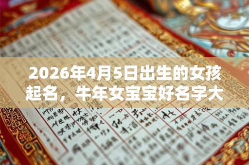 2026年4月5日出生的女孩起名，牛年女宝宝好名字大全