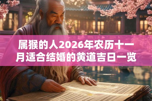 属猴的人2026年农历十一月适合结婚的黄道吉日一览！