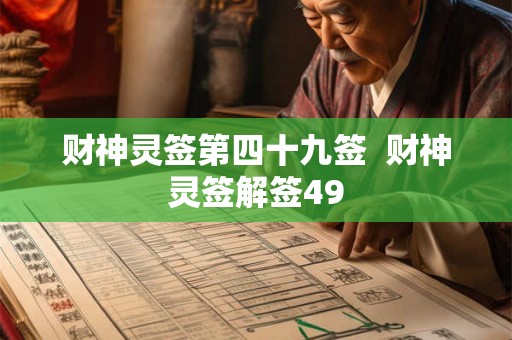 财神灵签第四十九签  财神灵签解签49