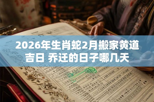2026年生肖蛇2月搬家黄道吉日 乔迁的日子哪几天 2026年生肖蛇2月搬家黄道吉日 乔迁的日子哪几天