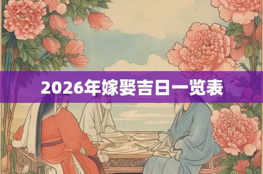 2026年嫁娶吉日一览表